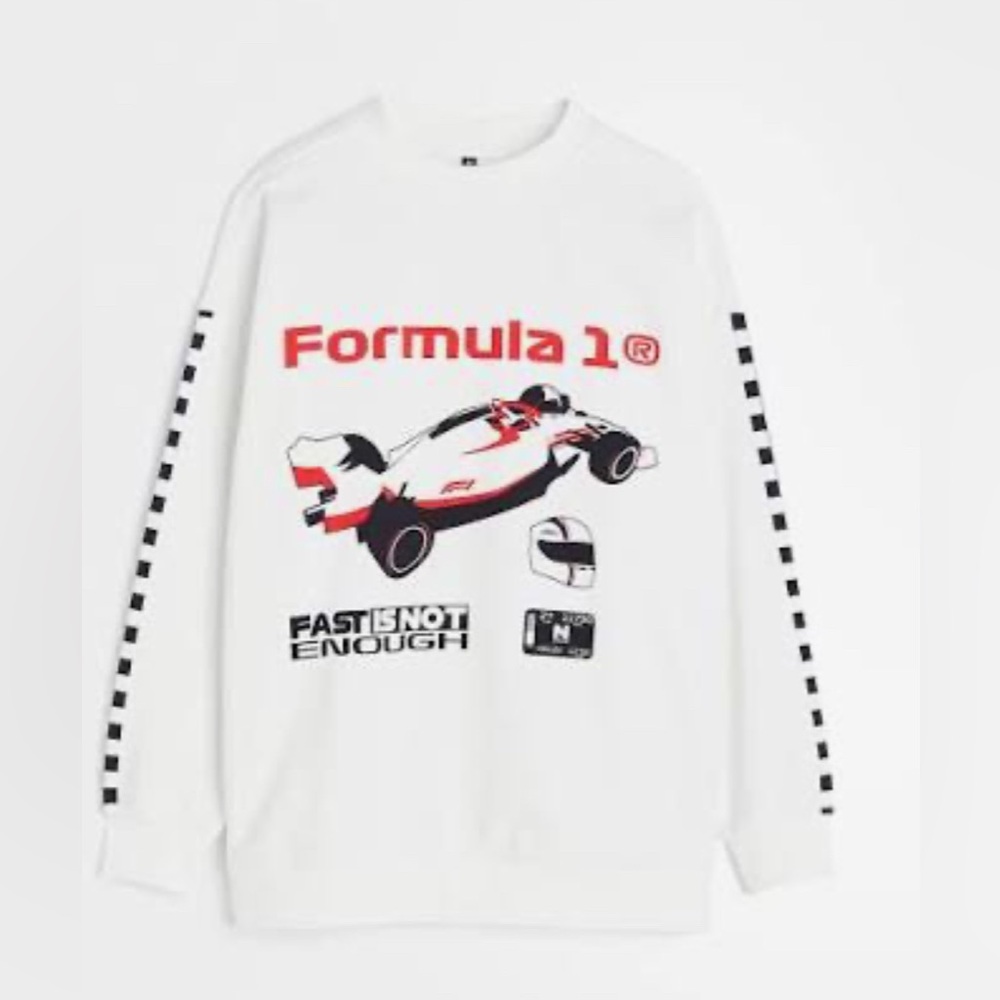 H&M Oversized Graphic Sweatshirt White Size SMALL